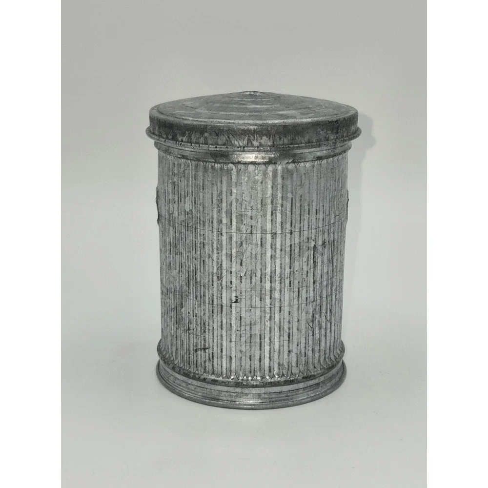 Chief Metal Ware Salesman Sample Trash Can Galvanized Miniature Wastebasket With